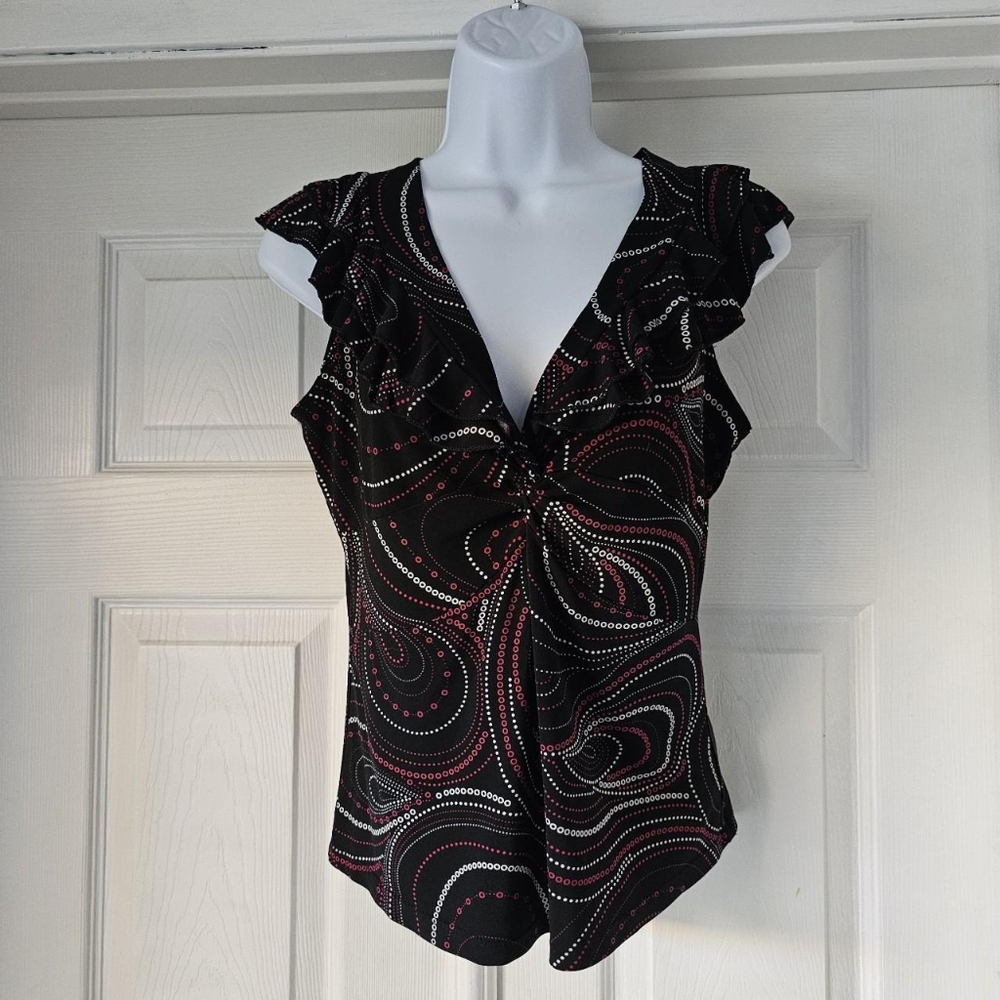 Vintage y2k 2000s whimsigoth fairy ruffle bust cap sleeve blouse - Picture 2 of 4